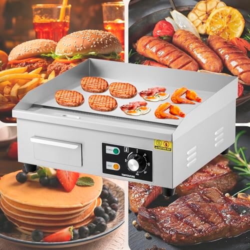 Takywep 18" Commercial Electric Griddle, Stainless Steel Countertop Griddle, Electric Flat Top Grill With Shovel Brush, Restaurant Teppanyaki Grill Cooking Equipment, Temperature Control 50°C - 300°C - Image 6