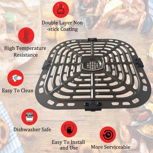 6QT Air Fryer Grill Grate for Instants Pot Vortex Plus 6 in 1 6QT XL Air Fryers, Premium Grill Pan Crisping Plate Rack Tray Grid Shelf for Instants 5.7QT 6QT, Nonstick, Dishwasher Safe - Image 6