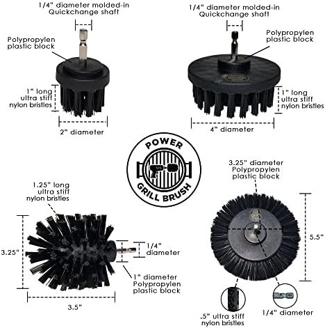 Power Grill Brush - Grill Brush 5 Piece BBQ Cleaning Kit - Nylon Safe Bristle, Wire Free, Safe for All Grates Stainless Steel, Porcelain, Charcoal Smoker Grill Cleaner Scraper, Accessories Outdoor - Image 5