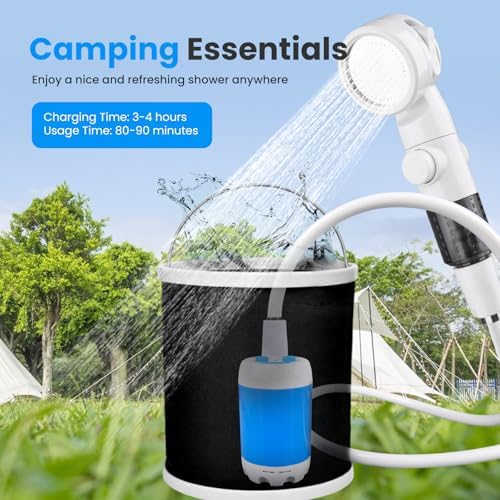 Ann Katy Portable Camping Shower Pump,Rechargeable Electric Outdoor Shower - Image 7