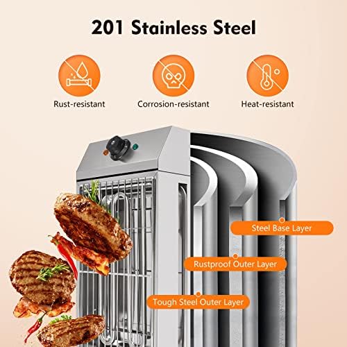 1800W Countertop Electric BBQ Grill Commercial and Home Use Stainless Steel Barbecue Griddle Smokeless Portable Cooking Oven for Indoor Outdoor Picnic 122° F-572°F for Party Home Camping Cooking - Image 2