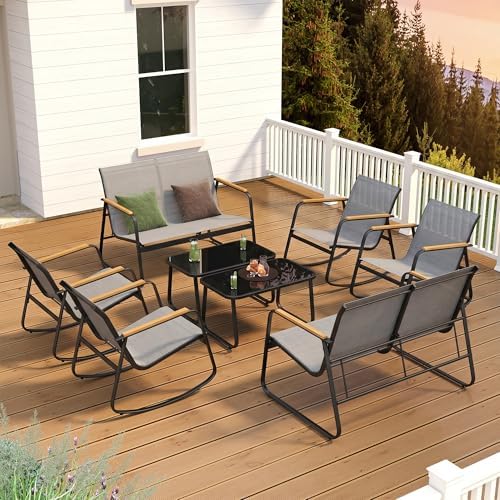 Ahomly 8-Piece Textilene Outdoor Patio Furniture Set, Gray - Image 3
