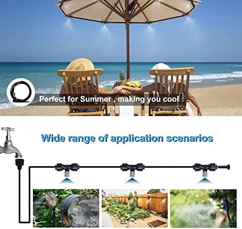 Fogland Misting System: Outdoor Cooling System 32.8FT Misting Cooling System with 10pcs 0.016" Orifice Thread Stainless Steel Mister Nozzle for Patio - Image 2