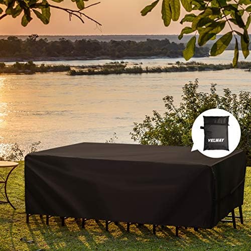 Velway Patio Furniture Cover Outdoor Waterproof Rectangular Patio Table Chair Sofa Set Cover, 108" Lx82 Wx28 H, All Weather Oxford Tear-Resistant Material with Zipper Carrying Bag Windproof Buckles - Image 6