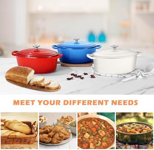 TeamFar Oval Dutch Oven, 5qt Enameled Cast Iron Dutch Oven Pot with Lid - Image 7