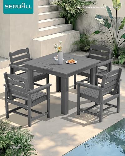 SERWALL HDPE Outdoor Square Dining Set for 4 - Image 5