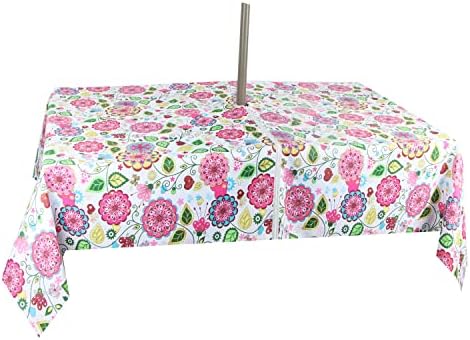 EHouseHome Outdoor Indoor 60x84 inch Rectangle Tablecloth with Umbrella Hole and Zipper, Waterproof Zippered Patio Cloths, Spring/Summer Table Covers for Backyard Circular Table/BBQs/Picnic - Image 4
