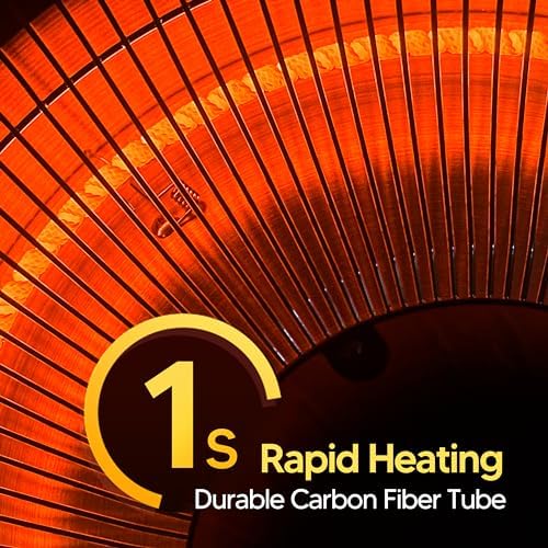 1500W Electric Patio Heater, Hanging Infrared Outdoor Heater with Carbon Fiber Heating, Waterproof Ceiling Mounted Heater for Gazebo, Porch, Garage & Covered Patio - Image 6