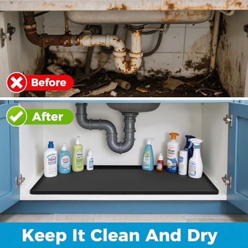 URMONA 22 x 19 in Waterproof Silicone Under Sink Mat, Cabinet Protector - Image 3