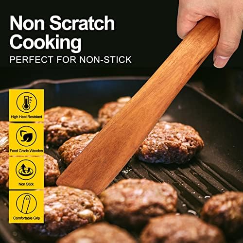 Teak Wooden Spatula for Cooking Spoon Non Toxic Kitchen Utensil Spurtle - Image 4