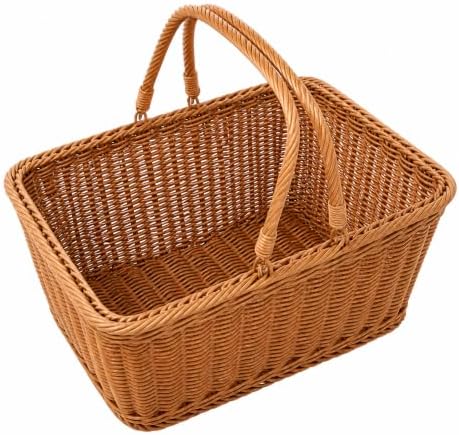 2‑Pack Large Poly Wicker Baskets, Handwoven PVC Picnic Storage with Handles by Unknown