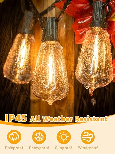 Outdoor String Lights Dimmable with Remote, 50 FT Outdoor Lights with 2 Timer and 3 Modes, Waterproof & Shatterproof Patio Lights, 2200K Energy Saving LED String Lights 2 Spare Bulbs for Patio Yard - Image 4