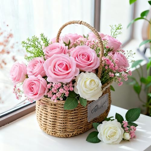 50Pcs Pink Roses Artificial Flowers with Stems，Fake Roses Bouquet Fake Flowers Bulk，Silk Velvet Roses for Wedding Centerpieces Arrangement Baby Shower Birthday Home Decor Gifts - Image 2