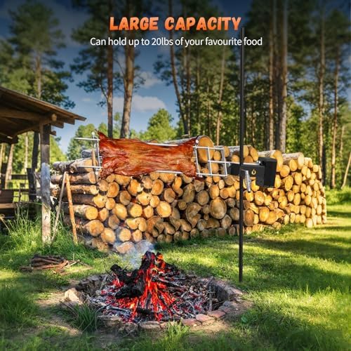 onlyfire Rotisserie Grill Kit Adjustable Spit Roaster with Cordless Motor - Image 5