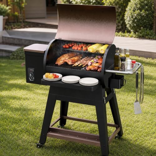 KingChii Electric Detachable Split Wood Pellet Grill Smoker, 485.5 SQ.IN Multi-Layer Surface, PID 180-425°F Temp Control, Foldable Wheeled Portable Design, 8-in-1 BBQ Grill for RV Camping Tailgating - Image 2