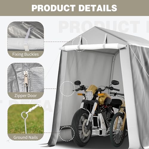 Shintenchi 6x6 FT Outdoor Storage Shed, Gray - Image 3