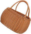 Imitation Rattan Woven Basket Sturdy PP Material Multi-Functional Picnic Storage Holder for Fruits Vegetables Decorative Rustic Organizer for Outdoor Use by COOLHIYA