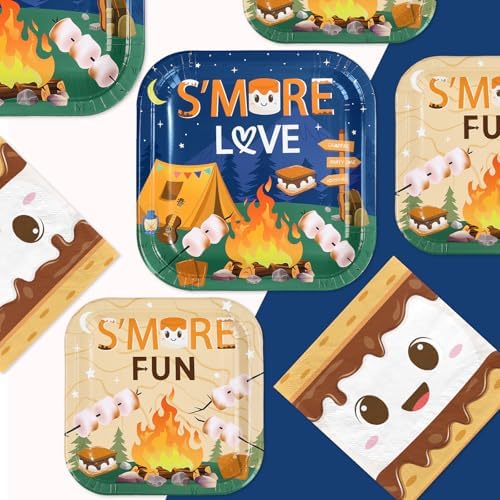 250Pcs S' Mores Camping Party Plates Supplies ，Serves 50 - Image 4