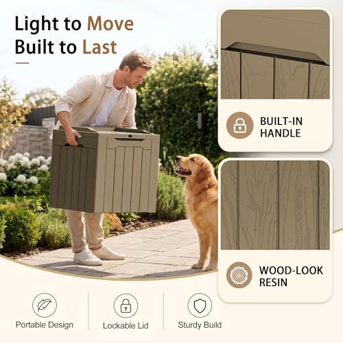 JUMMICO 31 Gallon Resin Deck Box Waterproof Outdoor Storage Boxes - Image 2