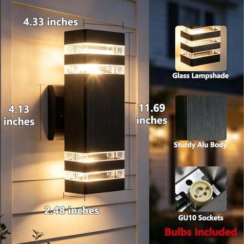 Black Exterior Lighting Fixtures LED Porch Lights Outdoor Sconce Waterproof - Image 3