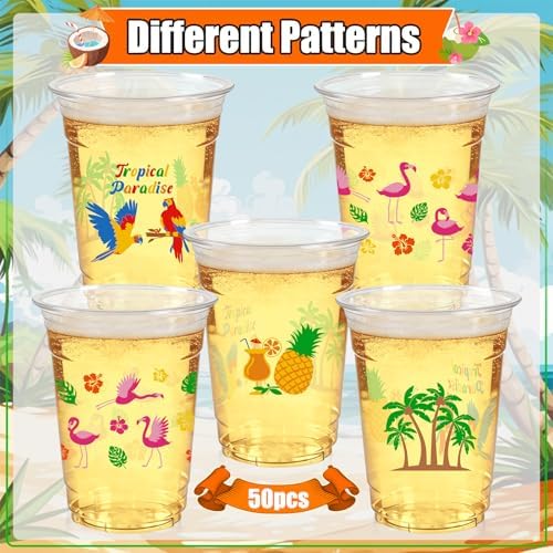 Hawaiian Aloha Luau Party Decorations Supplies Disposable Plastic Cups - Image 4