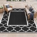 GENIMO Outdoor Rug, Waterproof Plastic Rugs for Patio, 8'x10' Black White by GENIMO