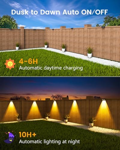 JOFIOS Solar Fence Lights Outdoor Waterproof, 80 Lumens Solar Lights for Fence with Warm White & RGB 8 Colors,Outdoor Solar Light for Deck, Patio, Backyard, Fence, Railing (12-Pack-Black) - Image 5
