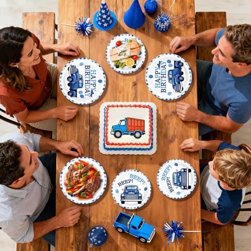 96Pcs Blue Truck Birthday Party Decorations, Serves 24 - Image 4
