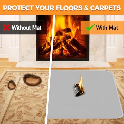 Fireproof Fireplace Rug for Home Protection, 3' x 2' x 0.04'', Grey - Image 5