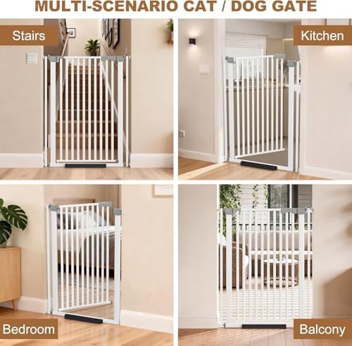 41" Extra Tall Pet Gate, 30-32" Wide Auto Close Tall Dog Gate with Extension Kits, No Drilling Pressure Mounted Cat Gate for Doorway, Stairs, Kitchen, Hallway - Image 7