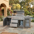 82-Inch 6-Burner 83500 BTU Outdoor Kitchen Island, 304 Stainless Steel Propane Gas Grill, Black Gold Sand Marble Countertop, Wine Cooler, For Patio, Lawn, Backyard, Sliver by Dvasovio