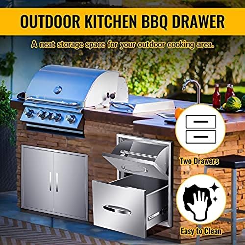 AHLOKI Stainless Steel with Chrome Handle BBQ Island Drawers for Outdoor Kitchen Or Grill Station,16Wx20Dx20H - Image 7