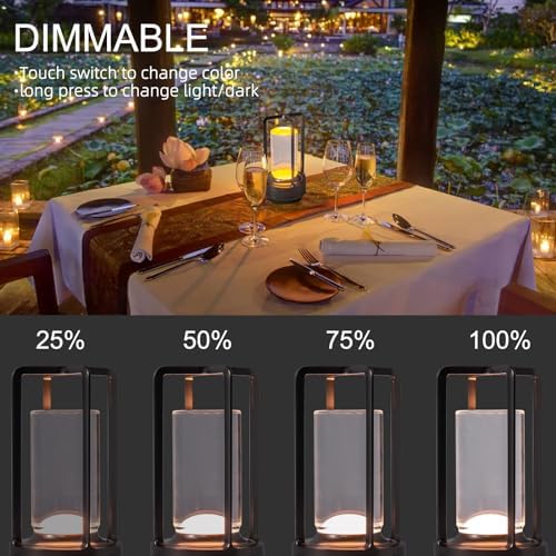 Rechargeable Cordless Small Metal Table Lamp, Stepless Dimming, 3-Color - Image 3