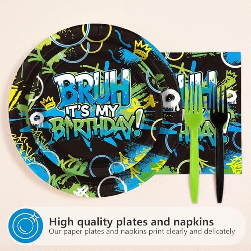 96 Pcs Bruh Birthday Party Supplies for Boys Teenager Serves 24 - Image 5