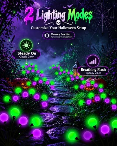 OZS 6Pack 48LED Solar Firefly Halloween Lights Outdoor for Party Decor - Image 2