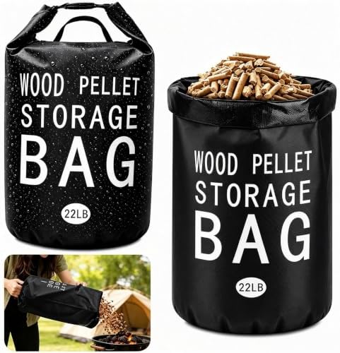Wood Pellet Storage Containers Waterproof Charcoal Storage Bin-Airtight Smoker Pellet Storage Bin w/Label Pocket & Buckle Seal & Dual Handles Pellet Containers for Grill Outdoor(22LB) (1-Pcak) by iiibumwow