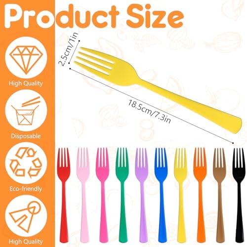 60 Pcs Yellow Disposable Plastic Forks Cutlery Heavy Duty Dinnerware Plastic Silverware Flatware for Home Office School Party Picnics Restaurant Outdoor Events or Every Day Use (Yellow) - Image 2
