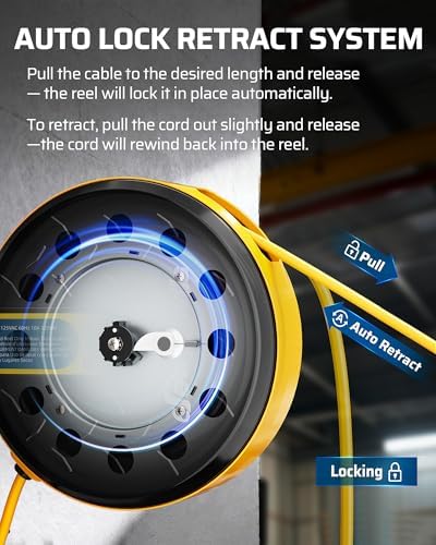 DEWENWILS Ceiling/Wall Mount Retractable Extension Cord Reel with 30FT Cord - Image 5