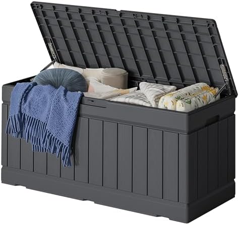 78 Gallon Deck Box Outdoor Indoor Waterproof Storage Box, Gray by Acurax
