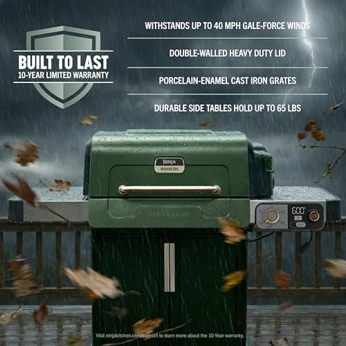 Ninja FlexFlame Grill & Smoker, Electric & Propane, 5-in-1, Green, PG301GN - Image 6