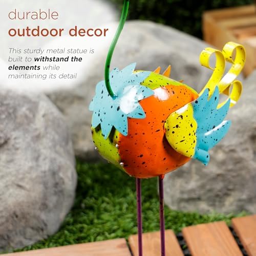 Alpine Corporation LAZ328HH Quirky Metal Rainbow Bird Decor, Animal Statue for Patio, Lawn & Garden, 21" H, Multicolor - Image 6