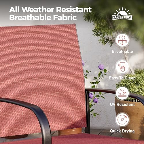 SUNSHINE VALLEY 9pc Patio Dining Set, Extendable Metal Table & 8 Chairs - Image 2