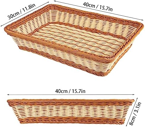 3 PCS 16 Inch Wicker Bread Basket, Woven Serving Basket, Tabletop Food Serving Basket for Restaurant, Bakery, Family Party, Hotel Serving, Fruits, Vegetables and Snacks, by GNIEMCKIN - Image 2