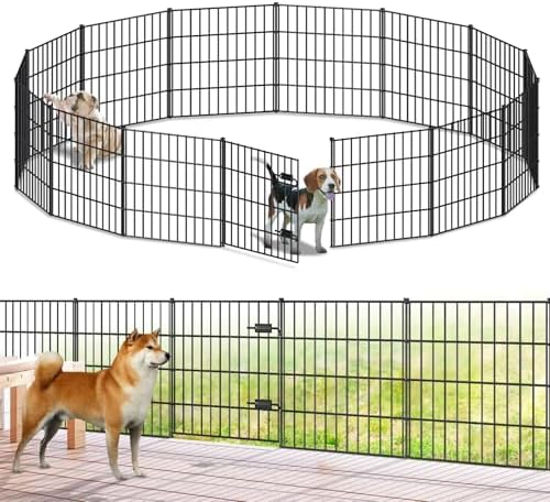 Metal Garden Fence with Gate 28 in x 35 ft, Dog Fence Outdoor for Yard by FOREHOGARGARDEN%EF%BC%86HOME