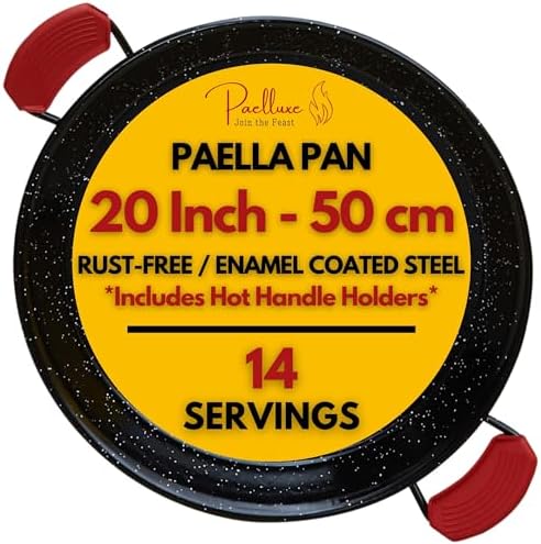 Paelluxe Paella Pan Enameled No-Rust Steel Skillet - 20 Inch, 14 Servings by Paelluxe