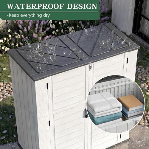 Outdoor Storage Shed Resin Waterproof Storage Cabinet for Patio Garden - Image 5
