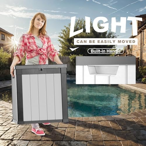 PatioZen 50 Gallon Resin Deck Box, Lockable Outdoor Storage Box for Patio Cushions Storage Furniture,Garden Tools, Pool Supplies, Weatherproof and UV Resistant (Black&White) - Image 4