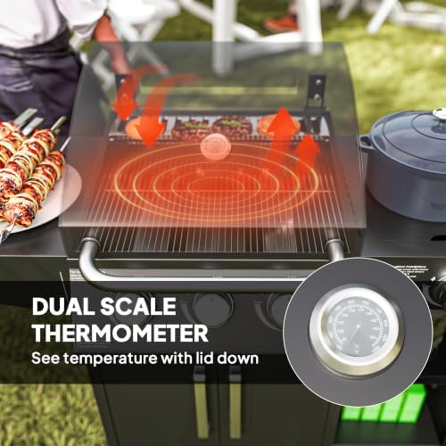 Outsunny 3 Burner Gas Grill with Side Burner and Shelves, 9.5 KW Output - Image 6
