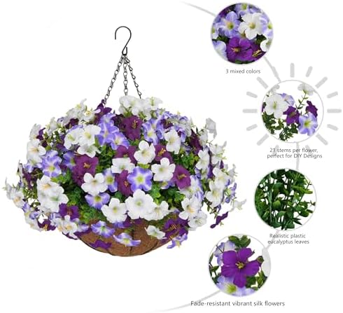 2 Set Artificial Hanging Flowers with Basket for Outdoor Decor - Image 6
