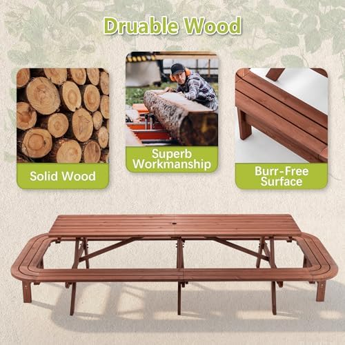 121" Rectangular Picnic Tables for Outdoors,14-16 Person Wooden - Image 4